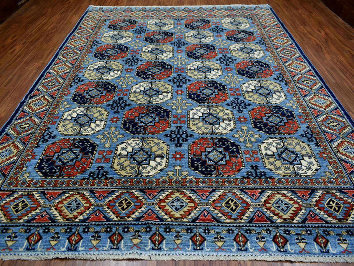 9'8" x 12'4" New Hand Knotted Blue Wool Rectangle Oriental Rug - MOA10270321