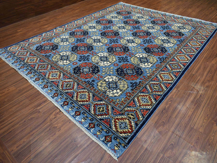 9'8" x 12'4" New Hand Knotted Blue Wool Rectangle Oriental Rug - MOA10270321