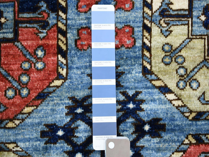 4'1" x 9'9" New Hand Knotted Blue Wool Runner Oriental Rug - MOA10270392