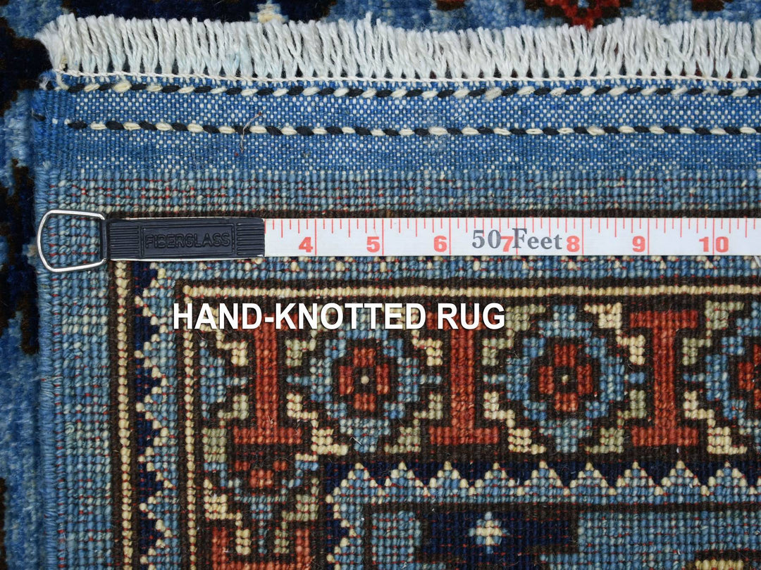 4'1" x 9'9" New Hand Knotted Blue Wool Runner Oriental Rug - MOA10270392