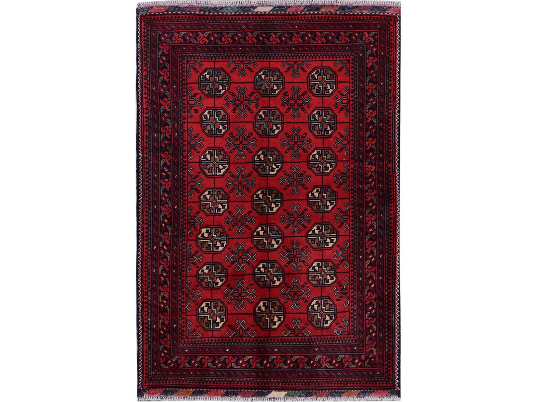 2'9" x 3'11" New Hand Knotted Red Wool Rectangle Oriental Rug - MOA102703