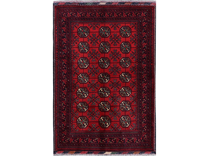 2'9" x 3'11" New Hand Knotted Red Wool Rectangle Oriental Rug - MOA102703