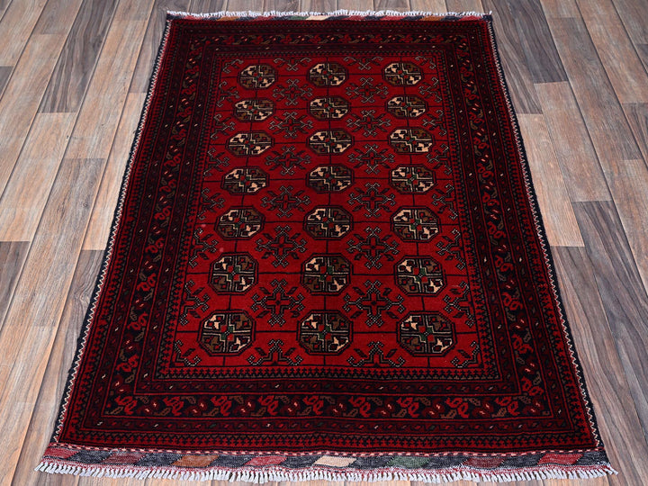 2'9" x 3'11" New Hand Knotted Red Wool Rectangle Oriental Rug - MOA102703