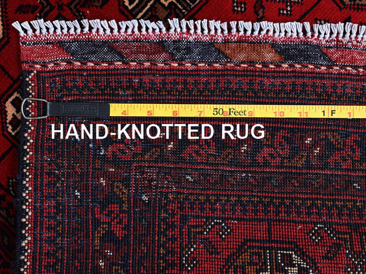 2'9" x 3'11" New Hand Knotted Red Wool Rectangle Oriental Rug - MOA102703