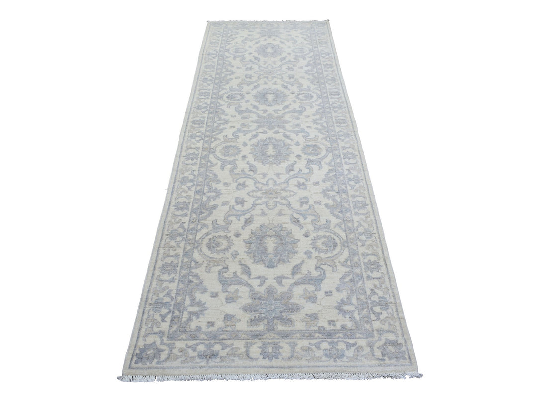 3'3" x 9'8" New Hand Knotted Ivory Wool Runner Oriental Rug - MOA10270405