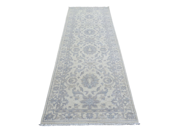 3'3" x 9'8" New Hand Knotted Ivory Wool Runner Oriental Rug - MOA10270405