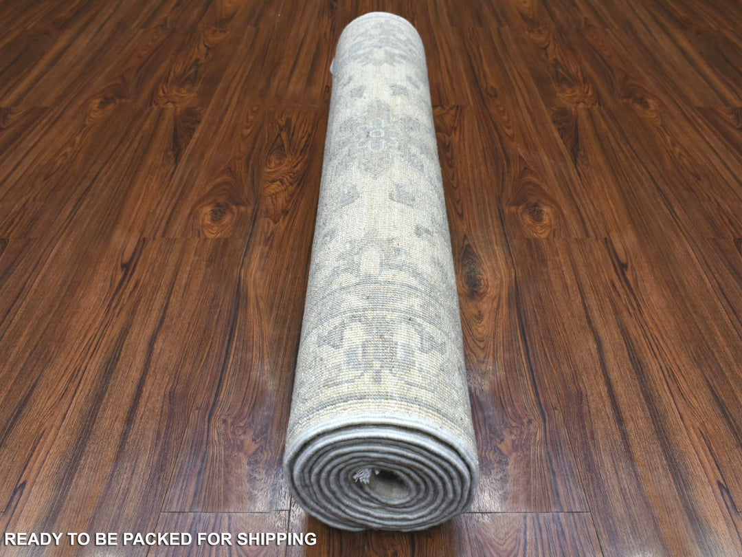 3'3" x 9'8" New Hand Knotted Ivory Wool Runner Oriental Rug - MOA10270405