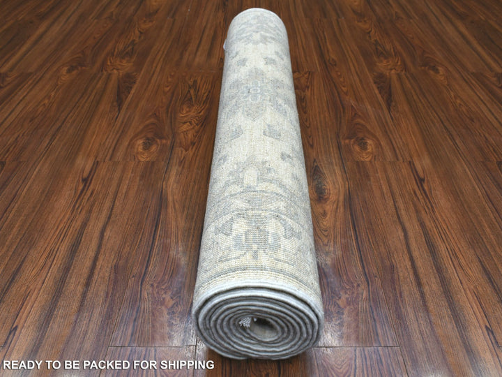 3'3" x 9'8" New Hand Knotted Ivory Wool Runner Oriental Rug - MOA10270405
