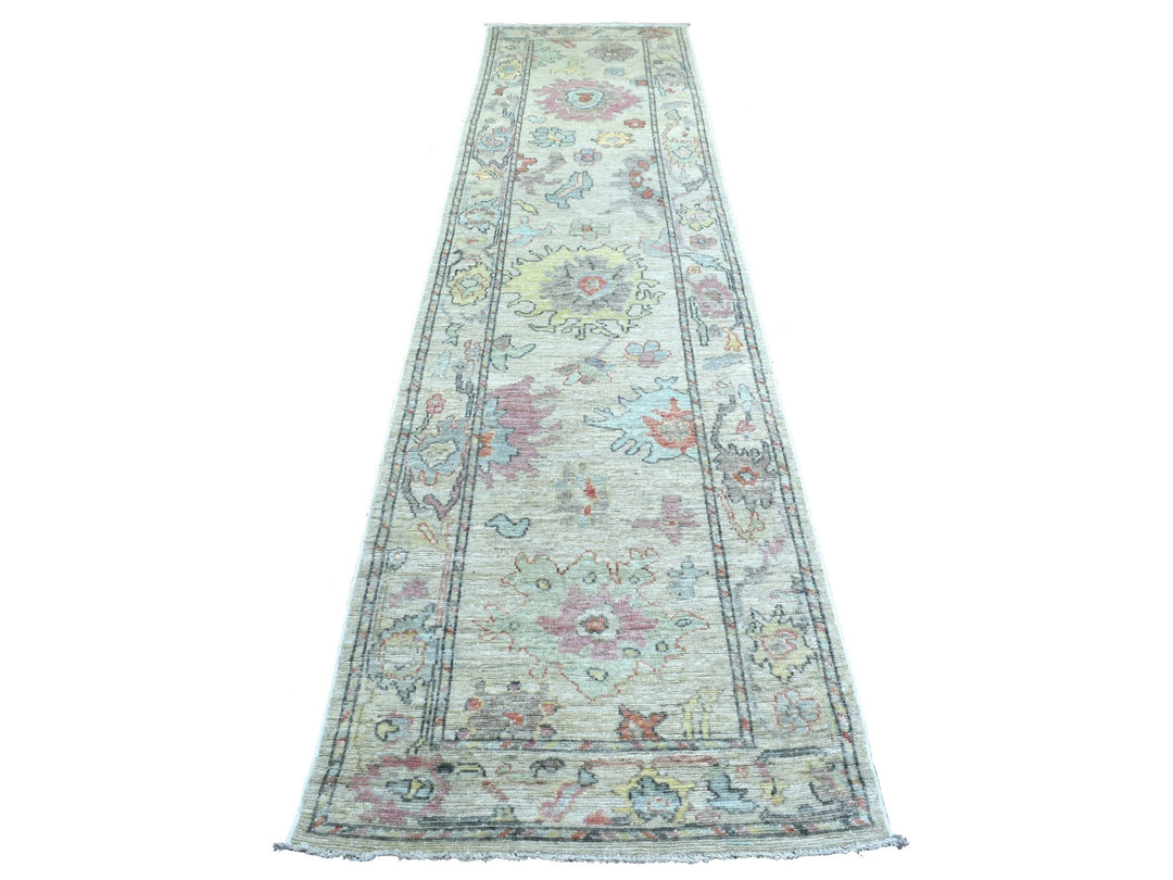 2'10" x 12'3" New Hand Knotted Beige Wool Runner Oriental Rug - MOA10270494