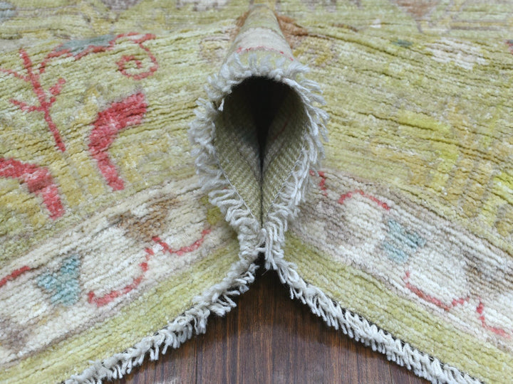 8'0" x 9'9" New Hand Knotted Green Wool Rectangle Oriental Rug - MOA10270497