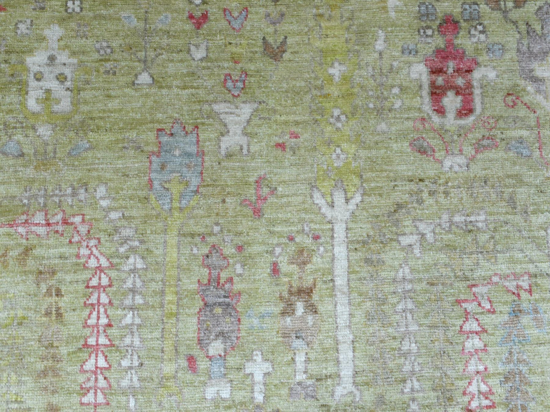 8'0" x 9'9" New Hand Knotted Green Wool Rectangle Oriental Rug - MOA10270497
