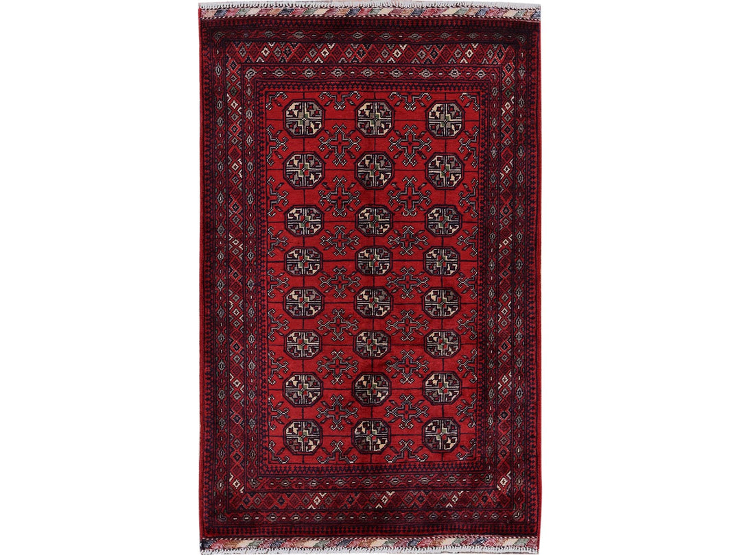 2'7" x 4'0" New Hand Knotted Red Wool Rectangle Oriental Rug - MOA102704