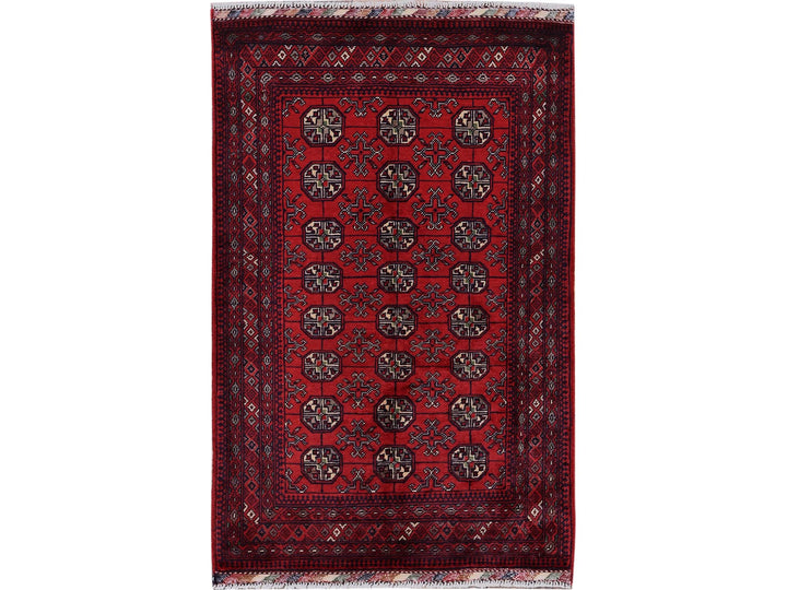 2'7" x 4'0" New Hand Knotted Red Wool Rectangle Oriental Rug - MOA102704