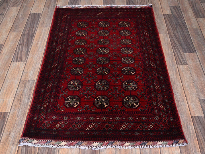 2'7" x 4'0" New Hand Knotted Red Wool Rectangle Oriental Rug - MOA102704