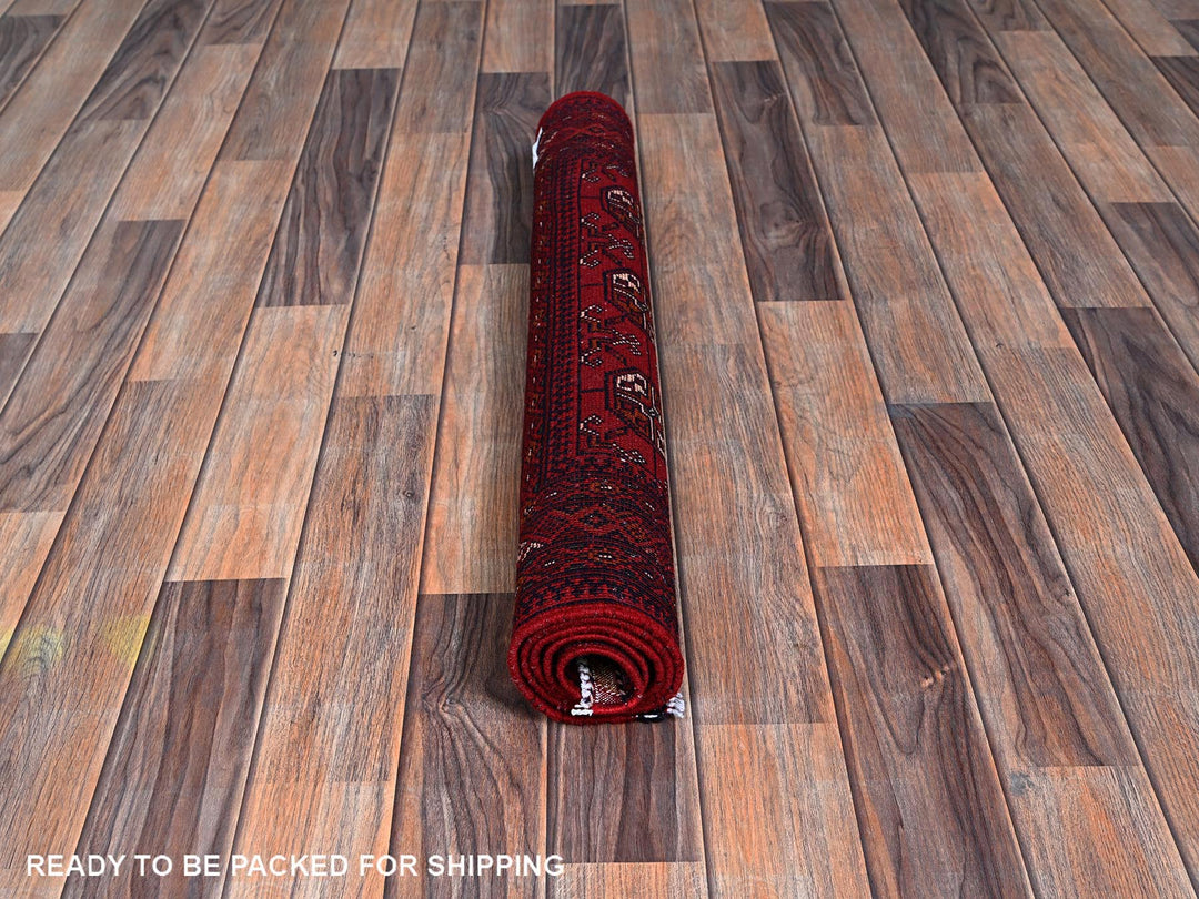 2'7" x 4'0" New Hand Knotted Red Wool Rectangle Oriental Rug - MOA102704