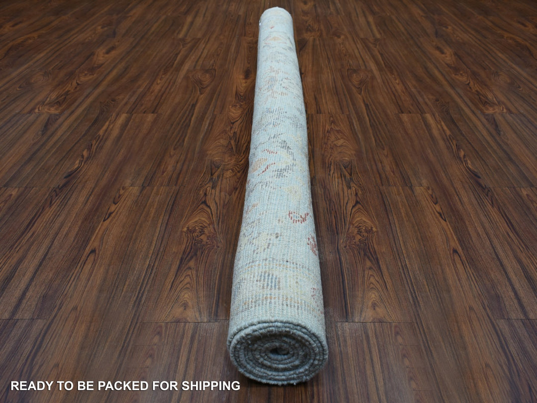 6'2" x 9'5" New Hand Knotted Blue Wool Rectangle Oriental Rug - MOA10270516