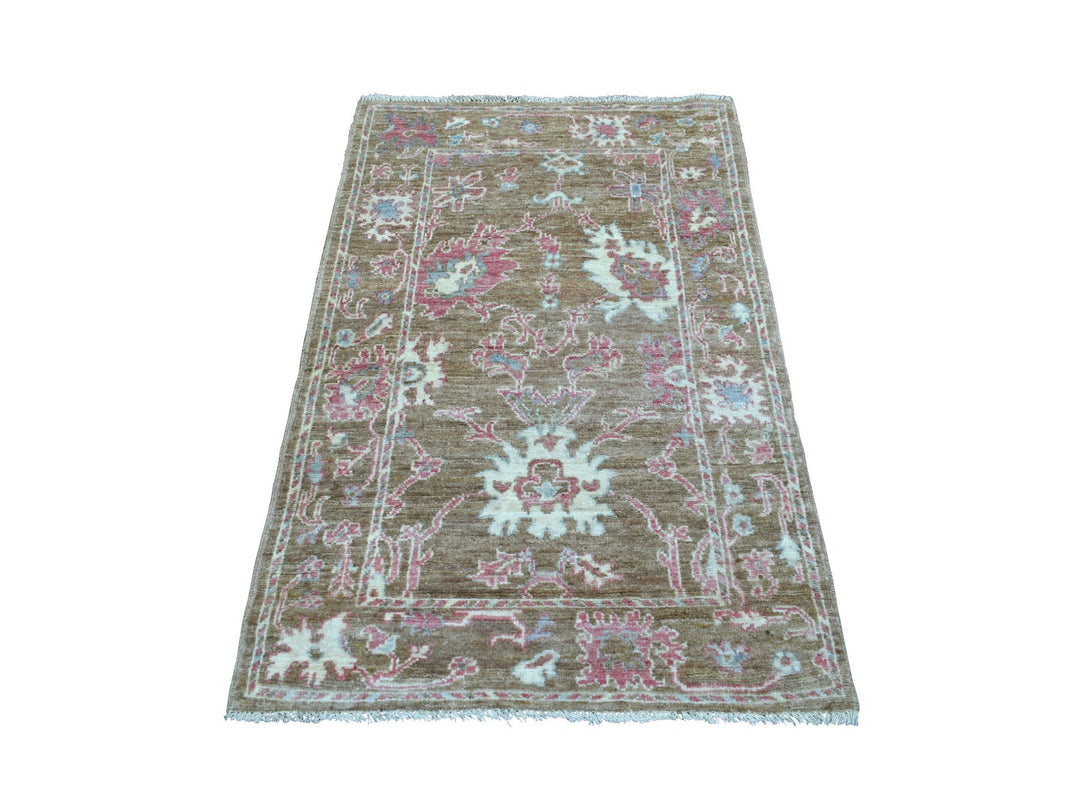 3'1" x 5'0" New Hand Knotted Brown Wool Rectangle Oriental Rug - MOA10270544