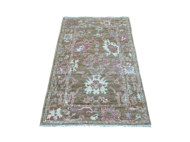3'1" x 5'0" New Hand Knotted Brown Wool Rectangle Oriental Rug - MOA10270544