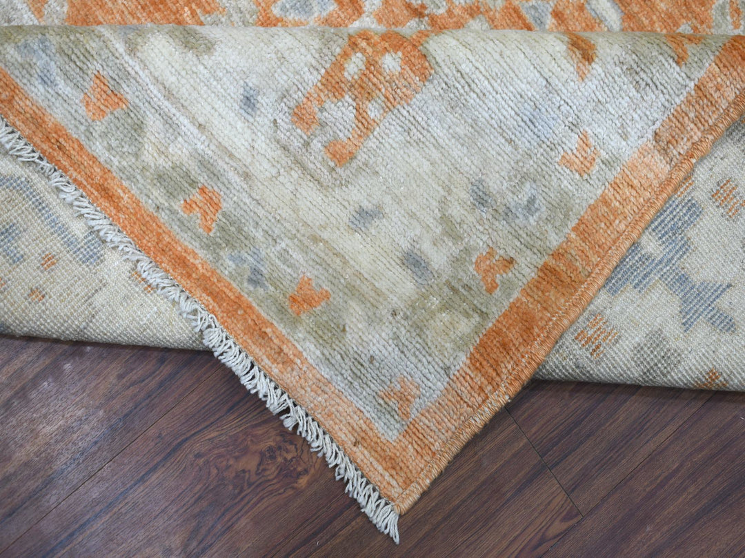 7'10" x 10'2" New Hand Knotted Orange Wool Rectangle Oriental Rug - MOA10270575