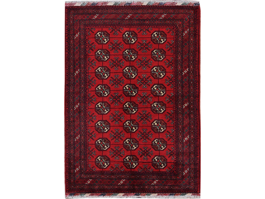 2'9" x 3'11" New Hand Knotted Red Wool Rectangle Oriental Rug - MOA102705