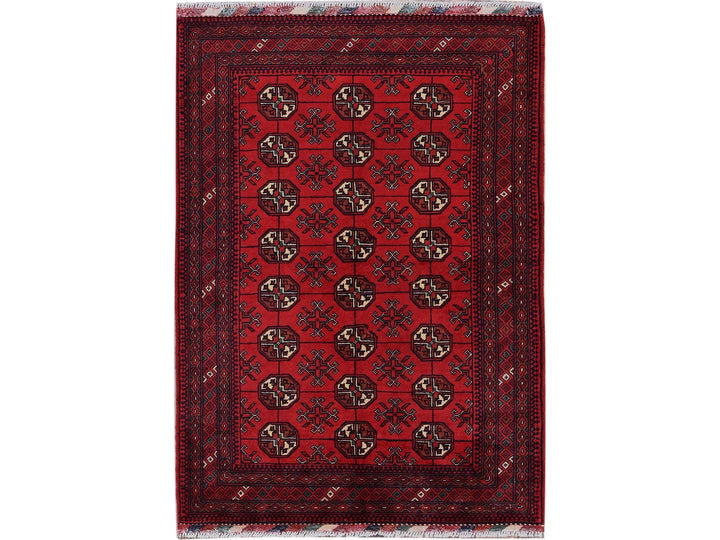 2'9" x 3'11" New Hand Knotted Red Wool Rectangle Oriental Rug - MOA102705