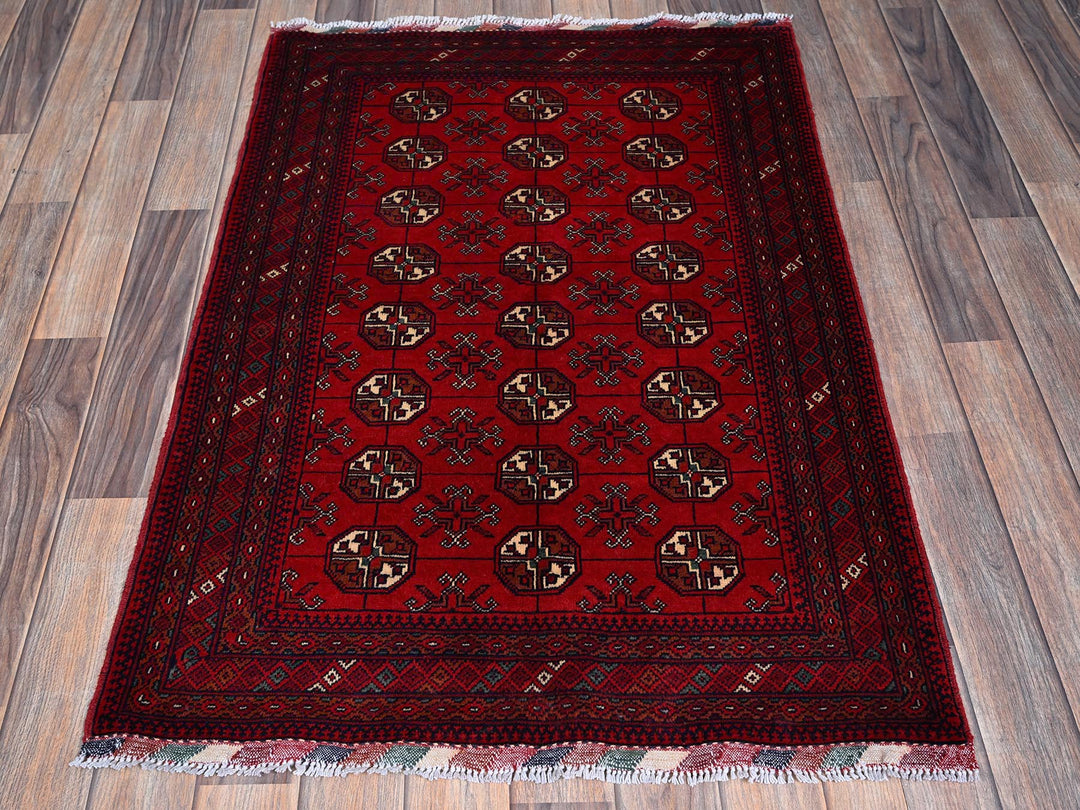 2'9" x 3'11" New Hand Knotted Red Wool Rectangle Oriental Rug - MOA102705