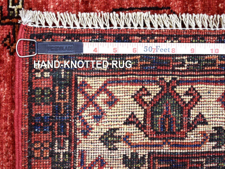 2'9" x 9'10" New Hand Knotted Red Wool Runner Oriental Rug - MOA10270613