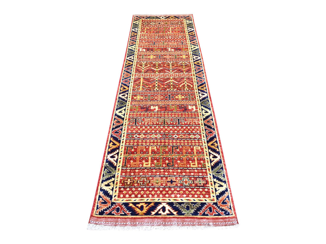 2'8" x 9'7" New Hand Knotted Red Wool Runner Oriental Rug - MOA10270618