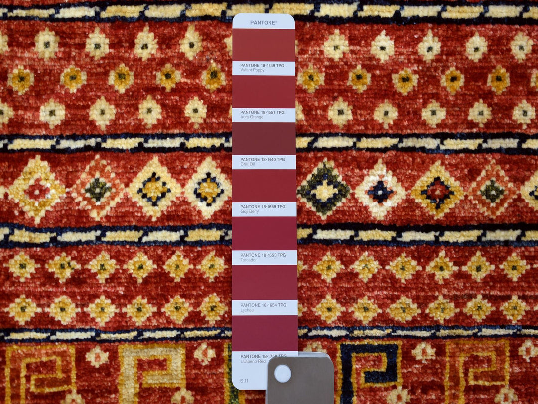2'8" x 9'7" New Hand Knotted Red Wool Runner Oriental Rug - MOA10270618