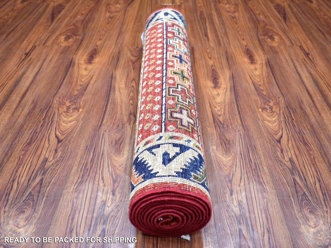 2'8" x 9'7" New Hand Knotted Red Wool Runner Oriental Rug - MOA10270618