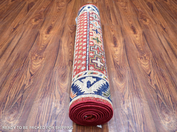 2'8" x 9'7" New Hand Knotted Red Wool Runner Oriental Rug - MOA10270618