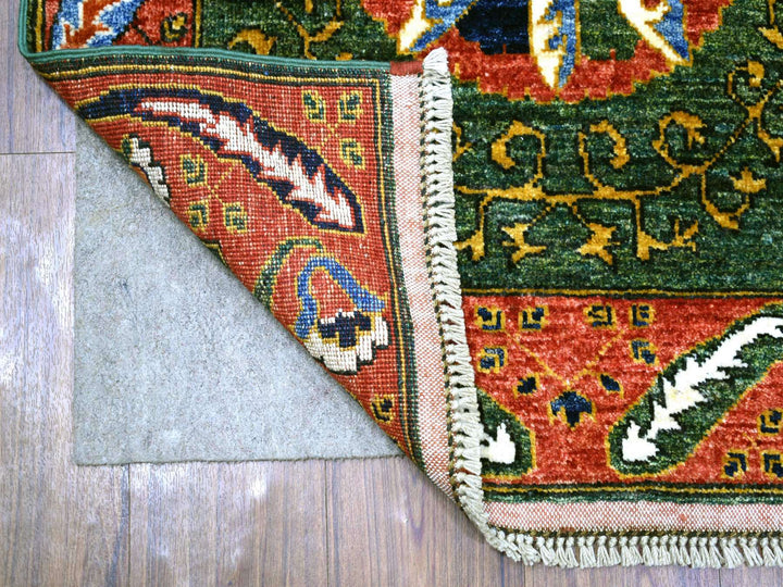 2'10" x 9'9" New Hand Knotted Green Wool Runner Oriental Rug - MOA10270619