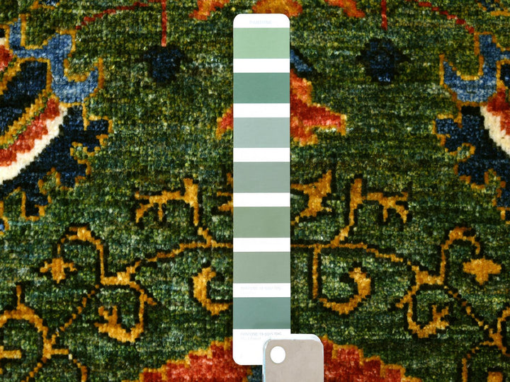 2'10" x 9'9" New Hand Knotted Green Wool Runner Oriental Rug - MOA10270619