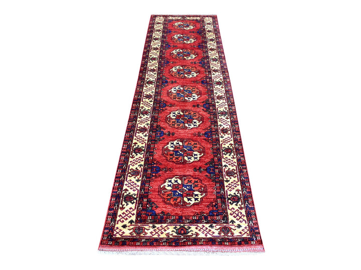 2'8" x 9'7" New Hand Knotted Red Wool Runner Oriental Rug - MOA10270620