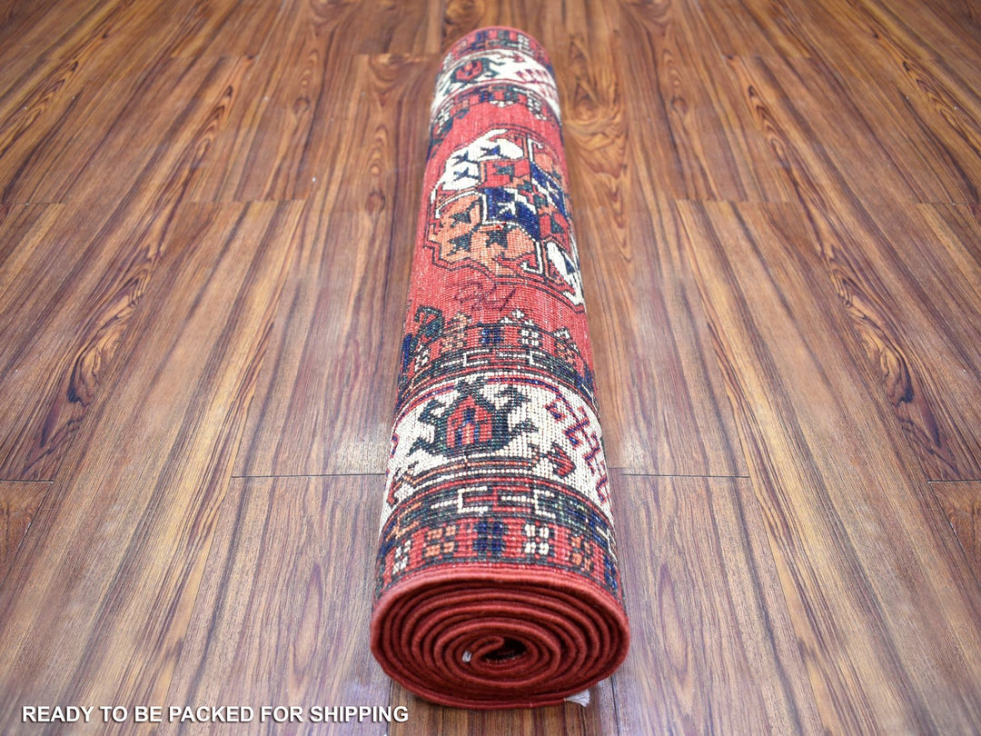 2'8" x 9'7" New Hand Knotted Red Wool Runner Oriental Rug - MOA10270620