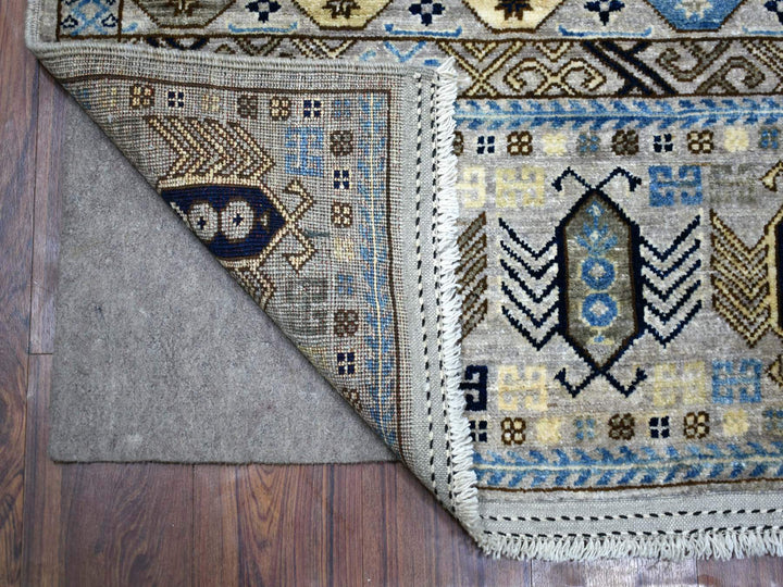 4'1" x 9'7" New Hand Knotted Grey Wool Rectangle Oriental Rug - MOA10270637