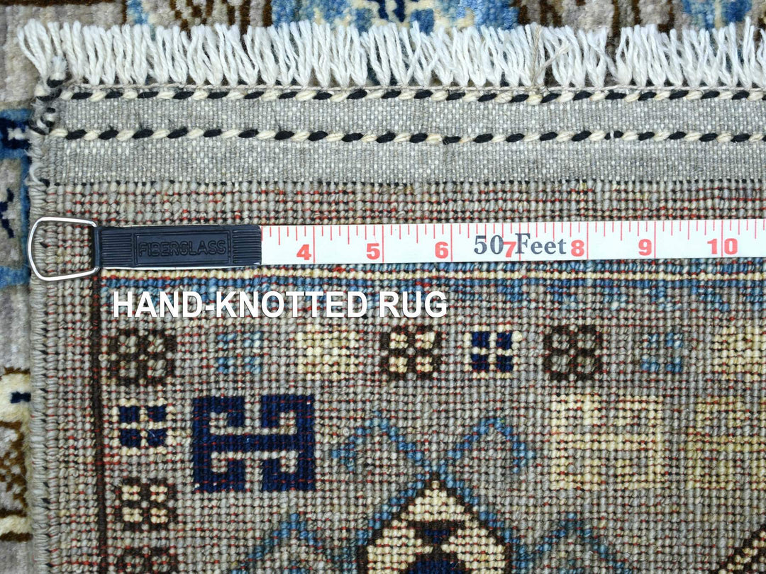 4'1" x 9'7" New Hand Knotted Grey Wool Rectangle Oriental Rug - MOA10270637
