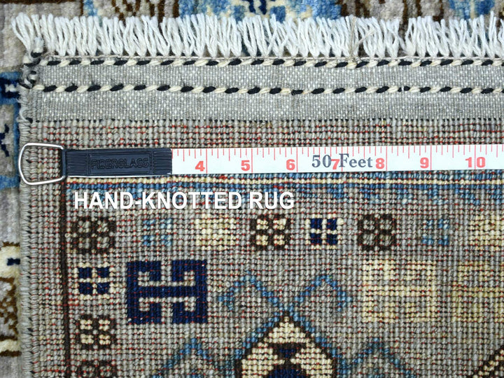 4'1" x 9'7" New Hand Knotted Grey Wool Rectangle Oriental Rug - MOA10270637