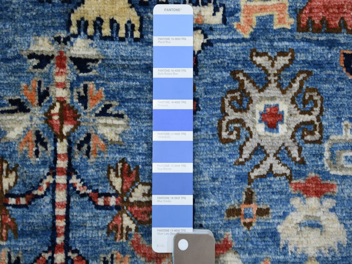 4'4" x 11'8" New Hand Knotted Blue Wool Runner Oriental Rug - MOA10270638