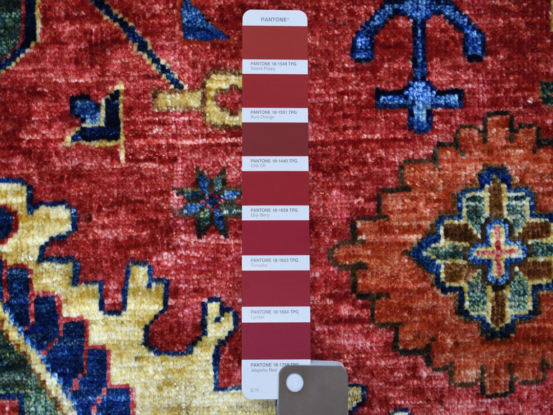 5'7" x 7'7" New Hand Knotted Red Wool Rectangle Oriental Rug - MOA10270647