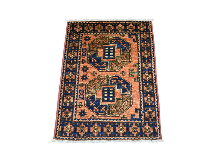 2'1" x 3'0" New Hand Knotted Orange Wool Rectangle Oriental Rug - MOA10270658