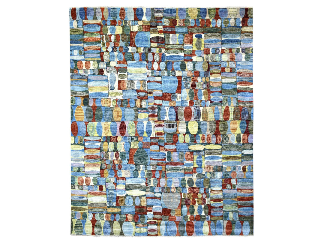 8'0" x 9'9" New Hand Knotted Multicolored Wool Rectangle Oriental Rug - MOA10270694
