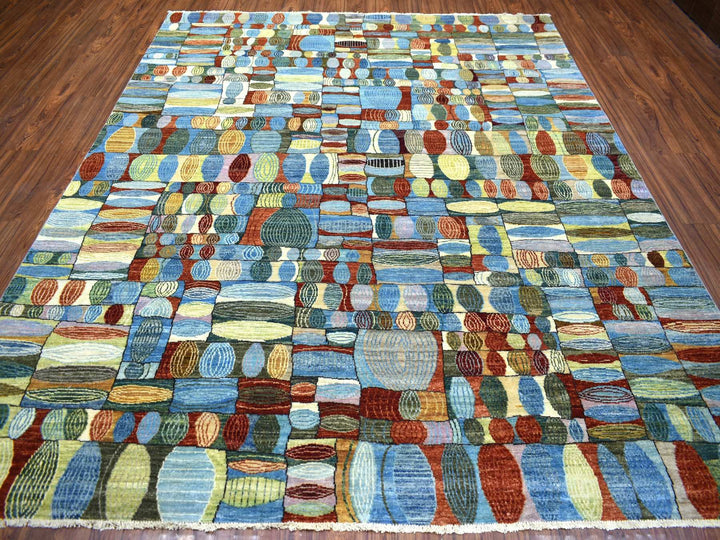 8'0" x 9'9" New Hand Knotted Multicolored Wool Rectangle Oriental Rug - MOA10270694