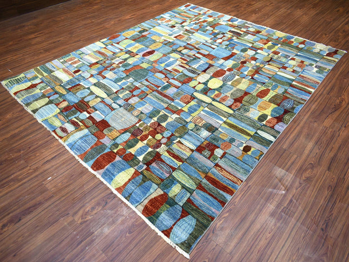 8'0" x 9'9" New Hand Knotted Multicolored Wool Rectangle Oriental Rug - MOA10270694