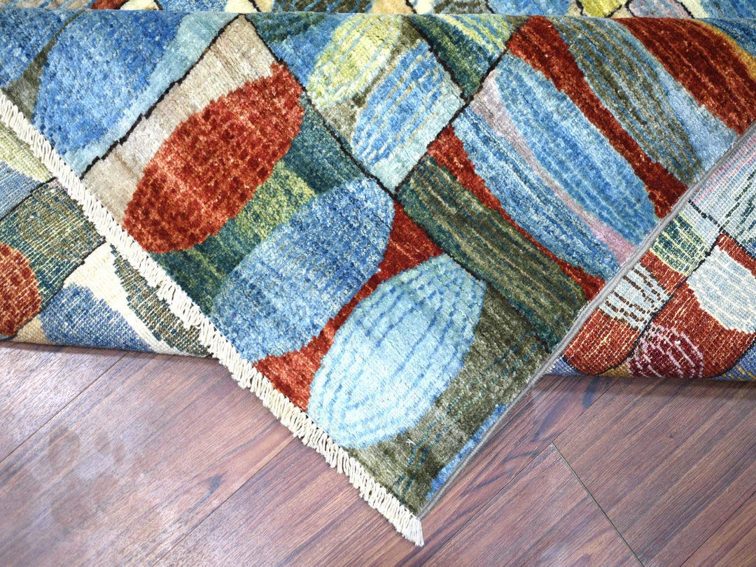 8'0" x 9'9" New Hand Knotted Multicolored Wool Rectangle Oriental Rug - MOA10270694