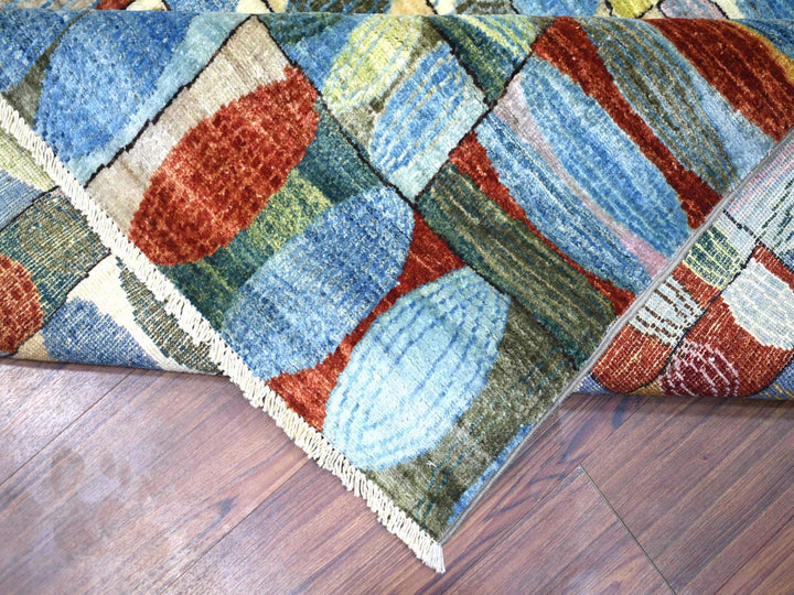 8'0" x 9'9" New Hand Knotted Multicolored Wool Rectangle Oriental Rug - MOA10270694
