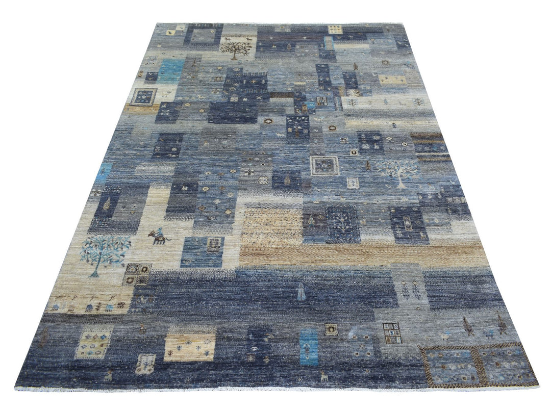 5'4" x 7'9" New Hand Knotted Grey Wool Rectangle Oriental Rug - MOA10270698