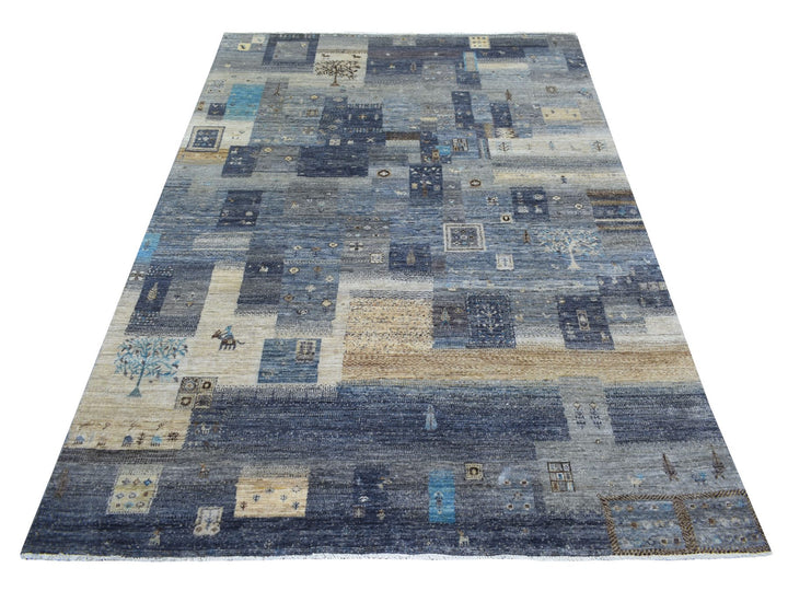 5'4" x 7'9" New Hand Knotted Grey Wool Rectangle Oriental Rug - MOA10270698