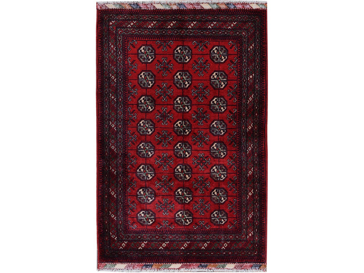 2'9" x 4'1" New Hand Knotted Red Wool Rectangle Oriental Rug - MOA102706
