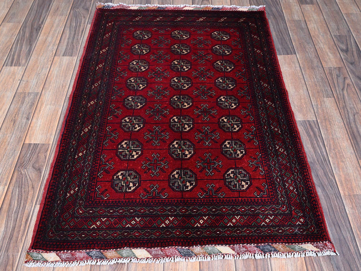 2'9" x 4'1" New Hand Knotted Red Wool Rectangle Oriental Rug - MOA102706
